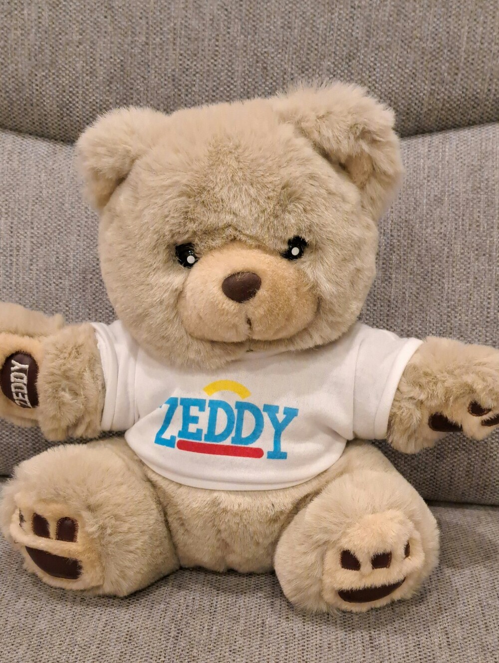 Vintage 1989 Zellers Zeddy Bear Mascot Plush With White T-Shirt